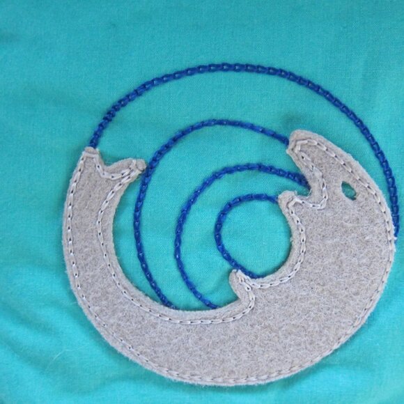 TURQUOISE BLUE WHITE FOX FUR WOOL Handmade Patchwork Trapper Eskimo Long Mitts - Picture 3 of 9